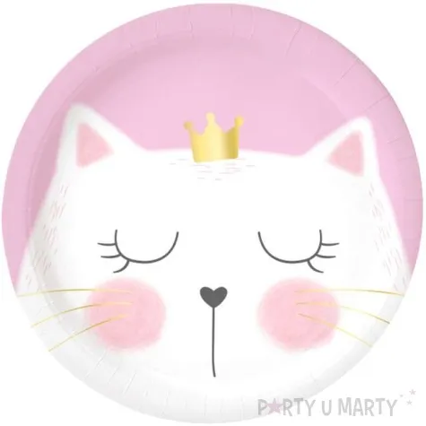 talerzyki papierowe kotek z korona rozowe godan 6 szt