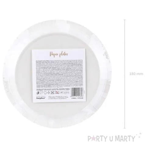 talerzyki papierowe kropki biale partydeco 18 cm 6 szt