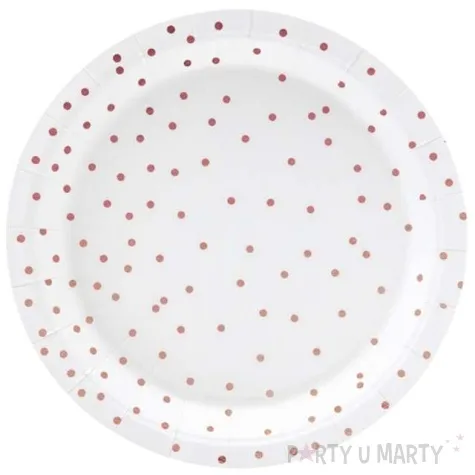talerzyki papierowe kropki biale partydeco 18 cm 6 szt