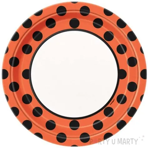 talerzyki papierowe kropki bialo pomaranczowe 23 cm 8 szt