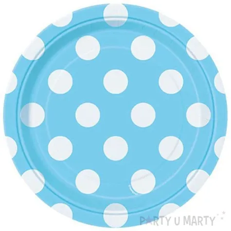 talerzyki papierowe kropki blekitne 18 cm 8 szt