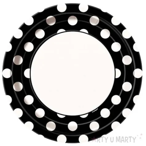 talerzyki papierowe kropki czarne 23 cm 8 szt