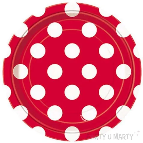 talerzyki papierowe kropki czerwone 18 cm 8 szt