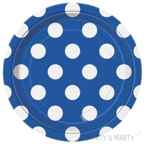 talerzyki papierowe kropki granatowe 18 cm 8 szt