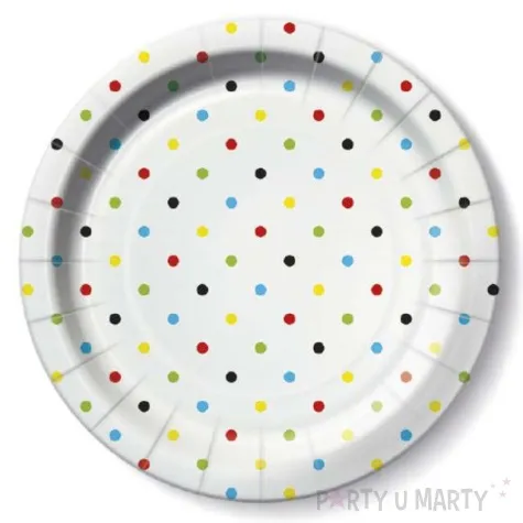 talerzyki papierowe kropki kolorowe paw 23 cm 10 szt