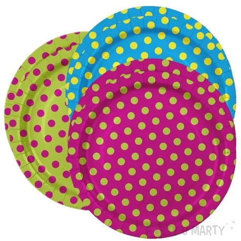 talerzyki papierowe kropki mix 23 cm 6 szt