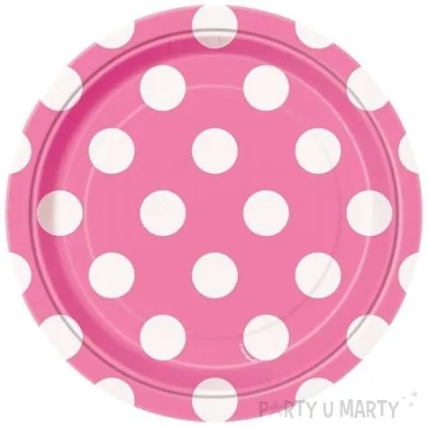 talerzyki papierowe kropki rozowe 18 cm 8 szt
