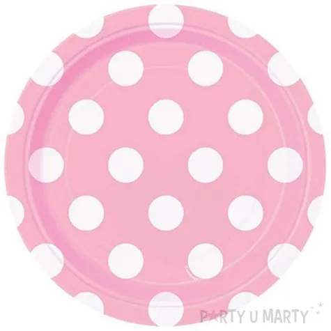 talerzyki papierowe kropki rozowe jasne 18 cm 8 szt