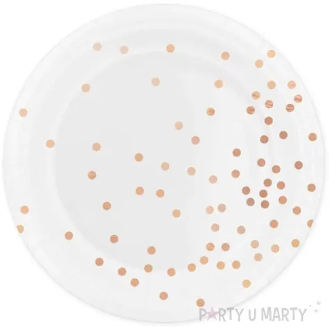 talerzyki papierowe kropki rozowe zloto biale partypal 23 cm 6 szt