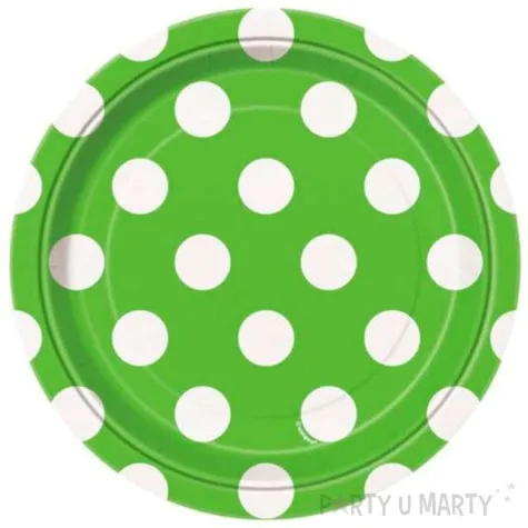 talerzyki papierowe kropki zielone 18 cm 8 szt