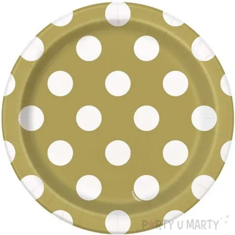 talerzyki papierowe kropki zlote 18 cm 8 szt