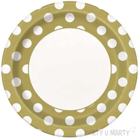 talerzyki papierowe kropki zlote 23 cm 8 szt