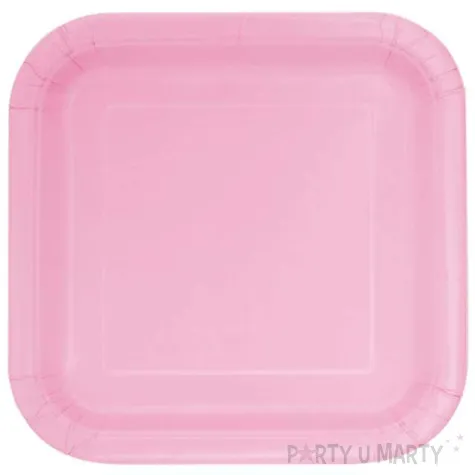 talerzyki papierowe kwadrat classic s rozowe jasne unique 18 cm 16 szt