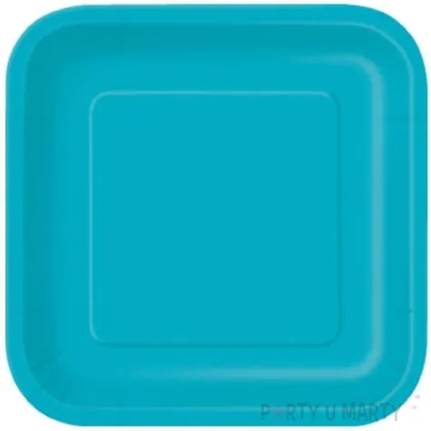 talerzyki papierowe kwadrat classic s turkusowe 18 cm 16 szt