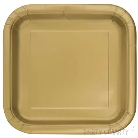 talerzyki papierowe kwadrat classic s zlote 18 cm 16 szt