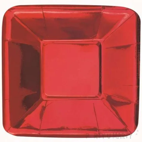 talerzyki papierowe kwadrat unique czerwone 13 cm 8 szt