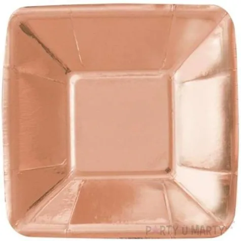 talerzyki papierowe kwadrat unique rozowe zloto 13 cm 8 szt