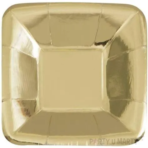 talerzyki papierowe kwadrat unique zlote 13 cm 8 szt