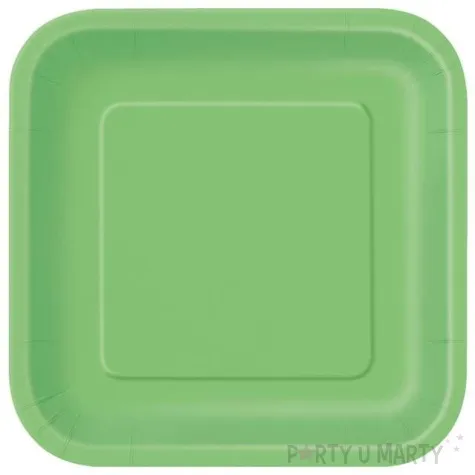 talerzyki papierowe kwadratowe limonkowy unique 23 cm 14 szt