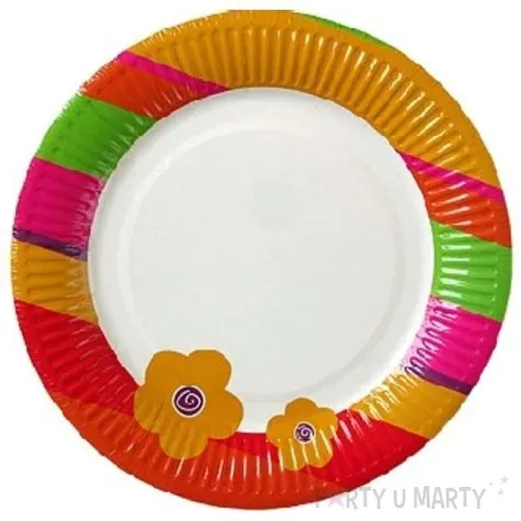 talerzyki papierowe kwiatki 23 cm 12 szt