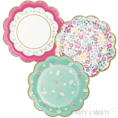 talerzyki papierowe kwiatki mix creativeconverting 18 cm 8 szt