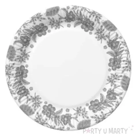 talerzyki papierowe kwiaty srebrne maki 18 cm 8 szt