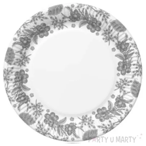 talerzyki papierowe kwiaty srebrne maki 23 cm 8 szt