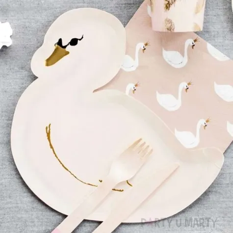 talerzyki papierowe labedz lovely swan partydeco 23 5 cm 6 szt