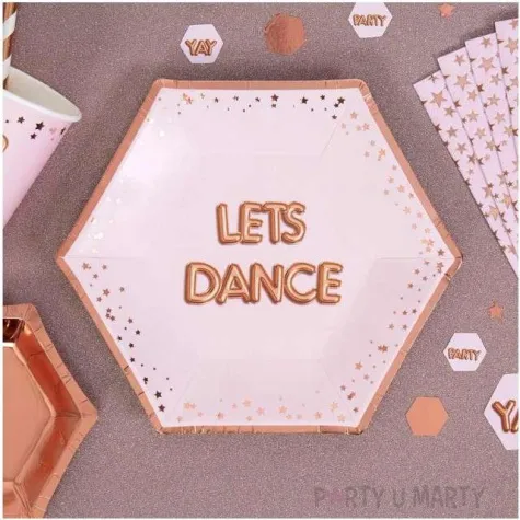 talerzyki papierowe lets dance glitz glamour rozowo zlote neviti 20 cm 8 szt
