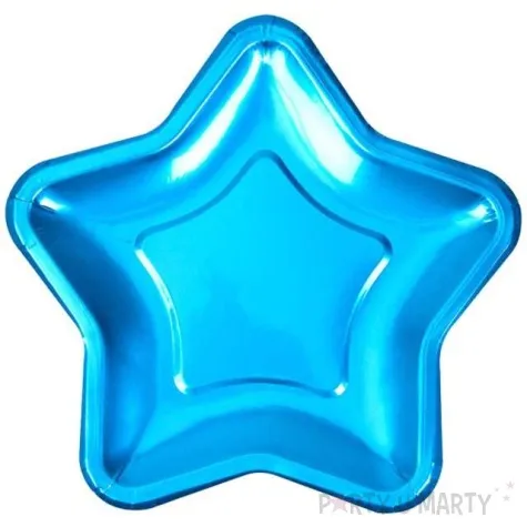 talerzyki papierowe little star blue metaliczny neviti 18 cm 8 szt