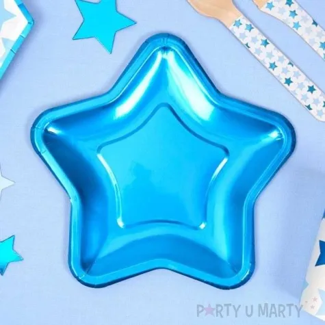 talerzyki papierowe little star blue metaliczny neviti 18 cm 8 szt