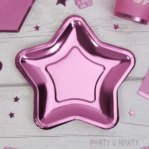talerzyki papierowe little star pink metaliczny neviti 18 cm 8 szt