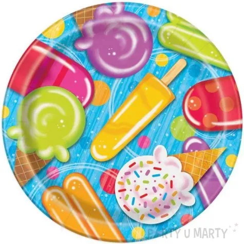 talerzyki papierowe lody na patyku unique 23 cm 8 szt