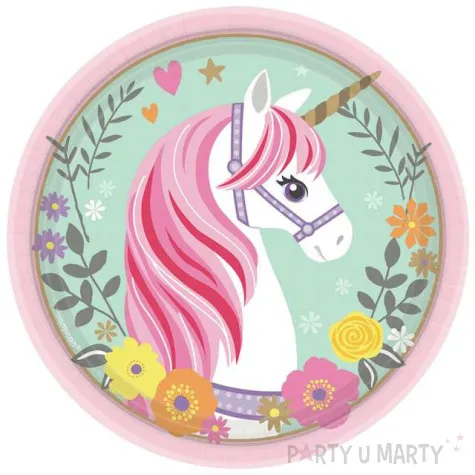 talerzyki papierowe magiczny jednorozec amscan 18 cm 8 szt