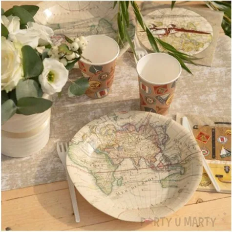 talerzyki papierowe mapa podrozy santex 23 cm 10 szt