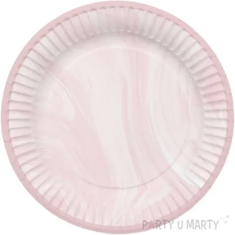 talerzyki papierowe marmurowe rozowy folat 23cm 8 szt