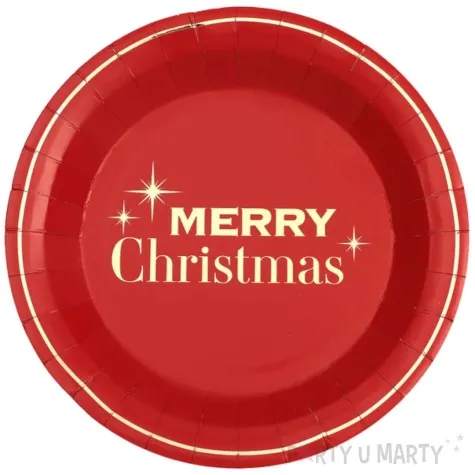 talerzyki papierowe merry christmas czerwony santex 22 cm 10 szt
