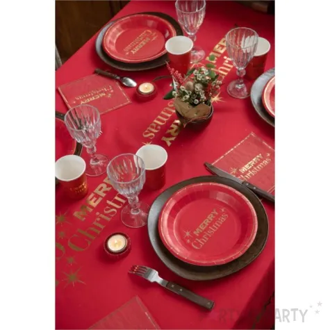 talerzyki papierowe merry christmas czerwony santex 22 cm 10 szt