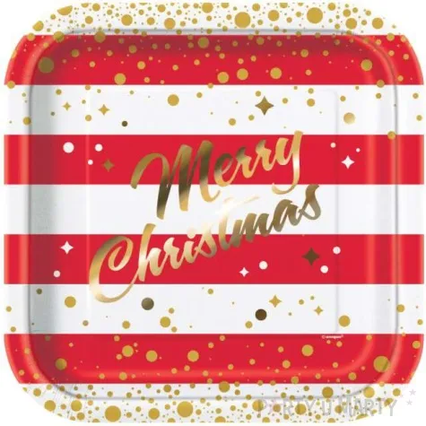 talerzyki papierowe merry christmas unique 23 cm 8 szt