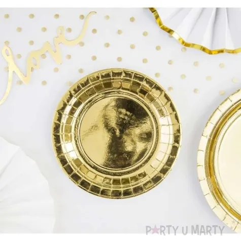 talerzyki papierowe metalic zloty partydeco 18 cm 6 szt