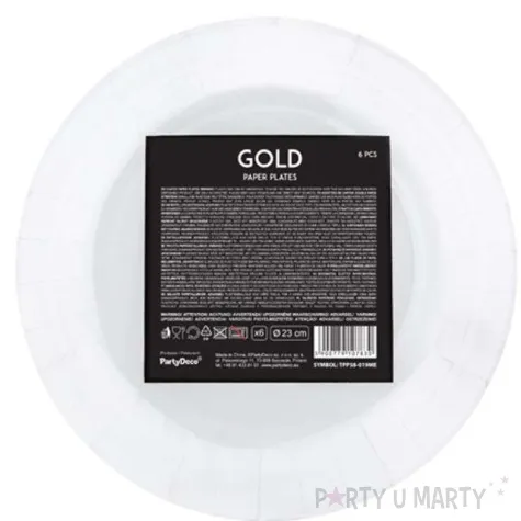 talerzyki papierowe metalic zloty partydeco 18 cm 6 szt