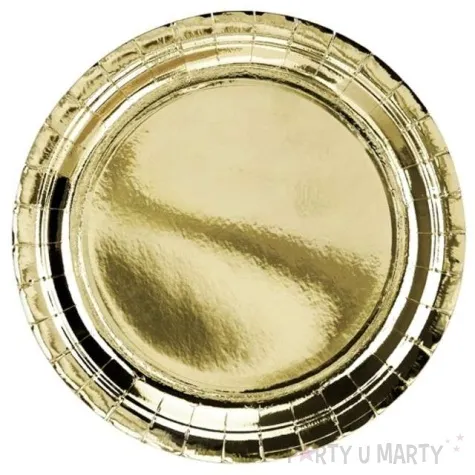talerzyki papierowe metalic zloty partydeco 23 cm 6 szt