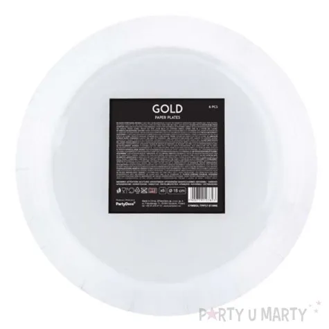 talerzyki papierowe metalic zloty partydeco 23 cm 6 szt