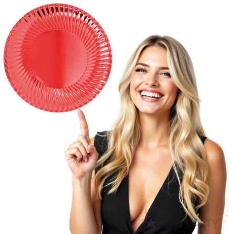 talerzyki papierowe metaliczne czerwone guirca 24 cm