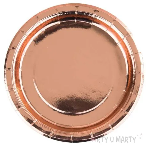 talerzyki papierowe metaliczne rozowe zloto czakos 18 cm 6 szt