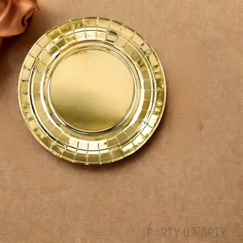 talerzyki papierowe metalik zloty partydeco 18 cm 6 szt