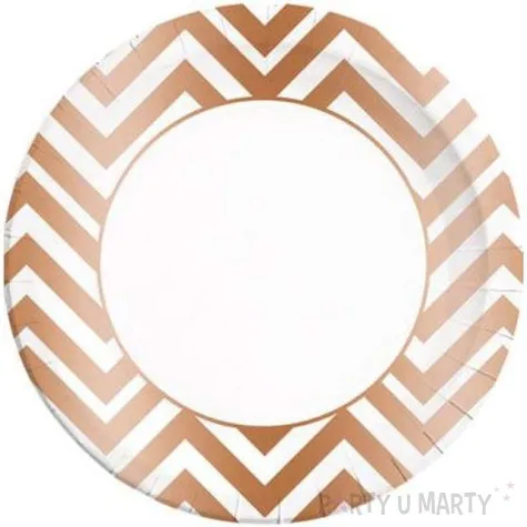 talerzyki papierowe miedziany zygzak metaliczne procos 23 cm 8 szt
