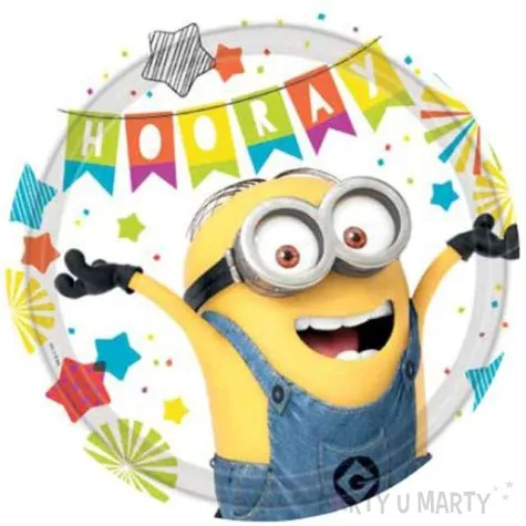 talerzyki papierowe minionki hurra amscan 23 cm 8 szt
