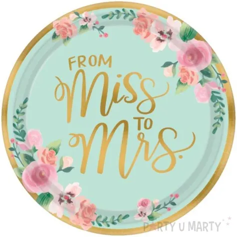 talerzyki papierowe mint to be from miss to mrs amscan 26 7 cm