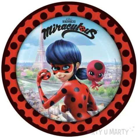 talerzyki papierowe miraculous biedronka i czarny kot amscan 23 cm 8 szt